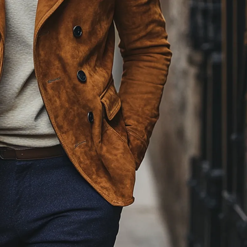 Men's Vintage Faux Suede Multi-Pocket Lapel Jacket MTA0484I6X sold by Manly product image thumbnail 4