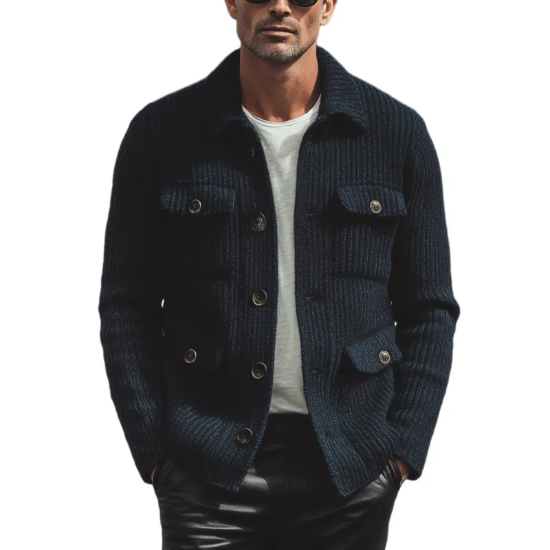 Men's Classic Casual Multi-Pocket Lapel Knit Cardigan MTA0972I2K sold by Manly