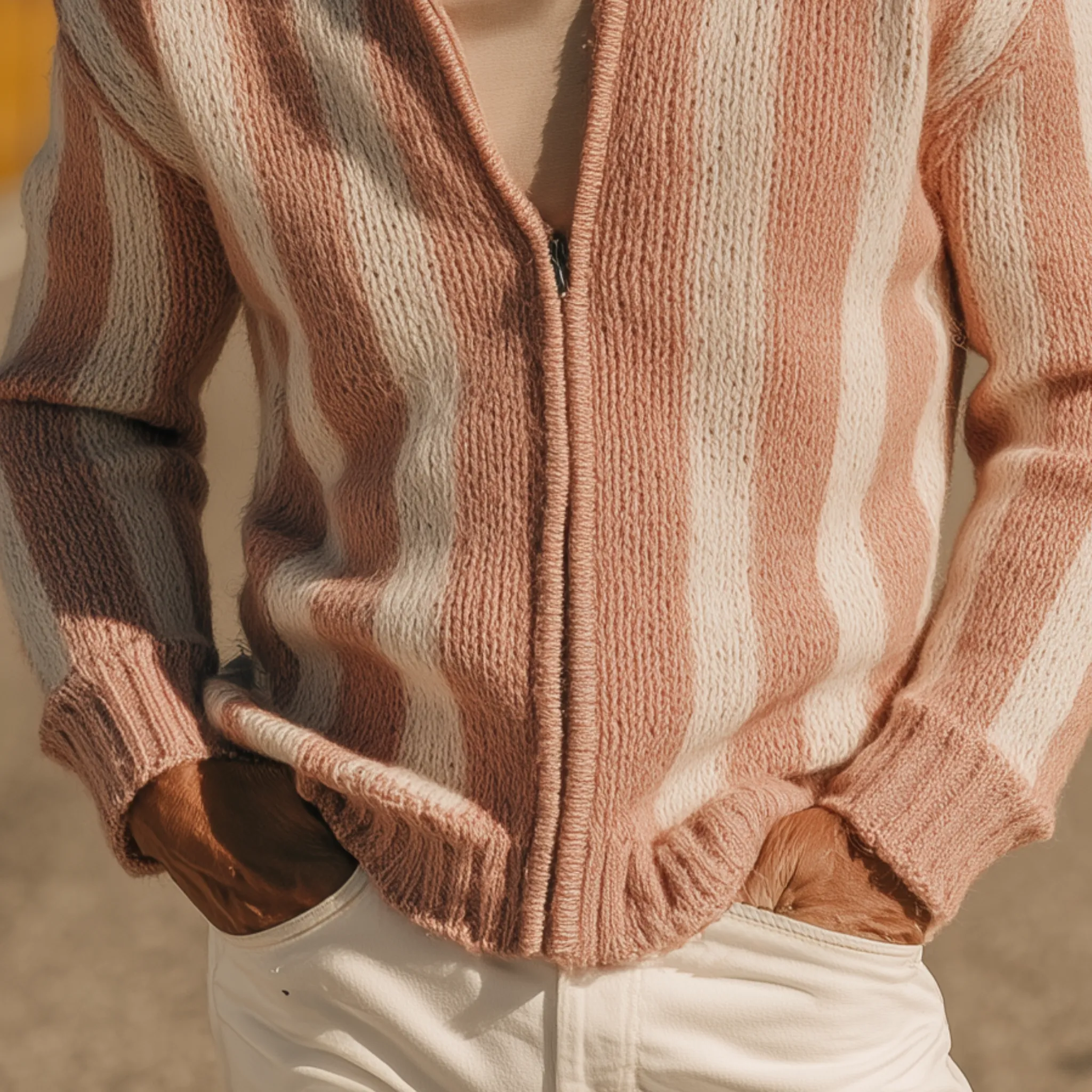 Men's Classic Casual Western Tough Style Stand Collar Zipper Striped Knitted Cardigan MTA0854I7K sold by Manly product image thumbnail 5