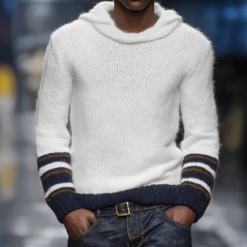 Men's Retro Casual Striped Knitted Hooded Pullover Sweater MTA0132I1TO sold by Manly product image thumbnail 2