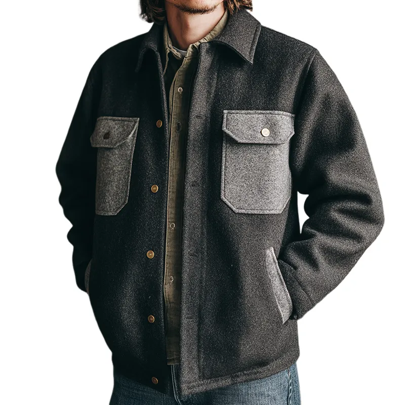 Men's Retro Casual Colorblock Acrylic Lapel Jacket MTA0957I9TO sold by Manly