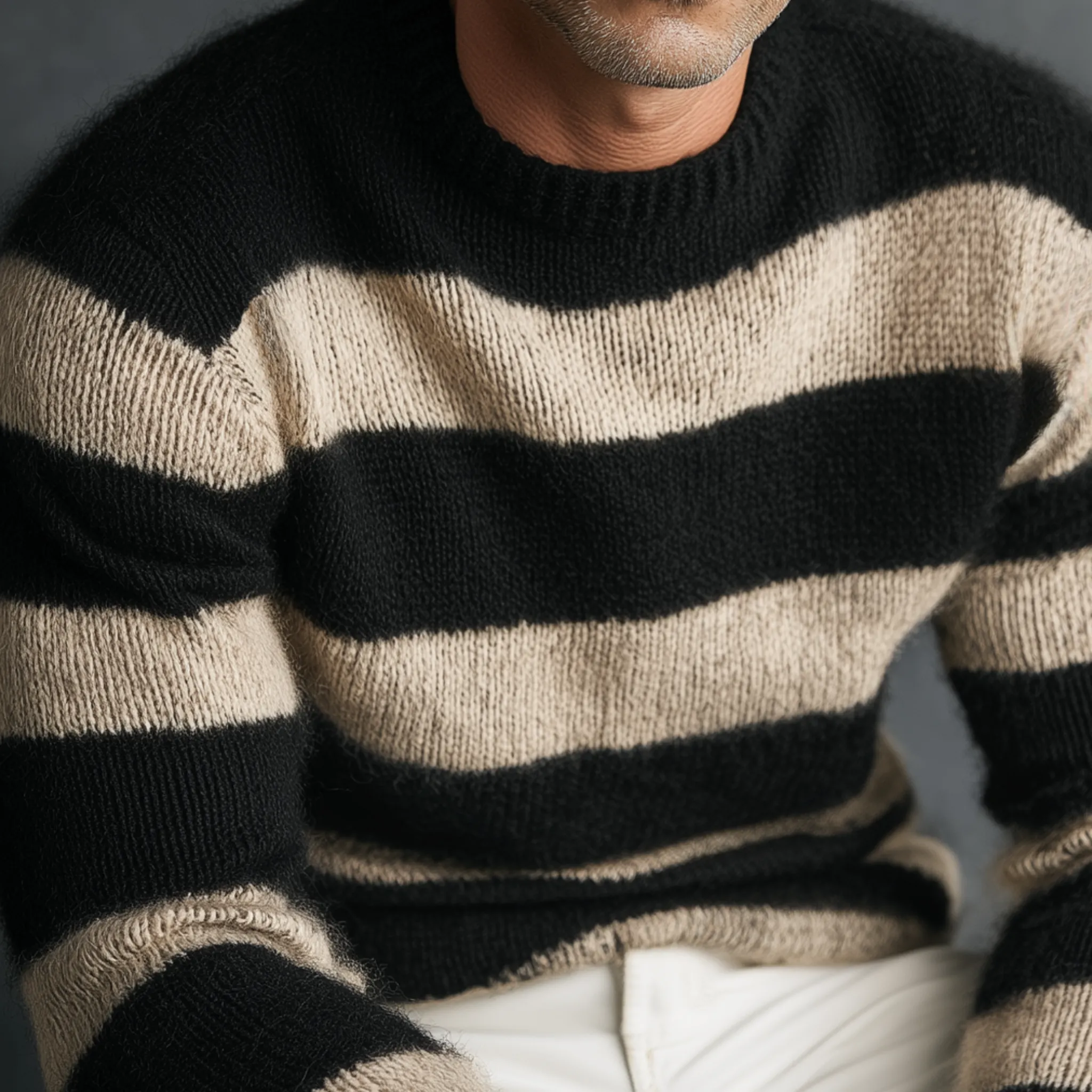 Men's Classic Casual Tough Style Crew Neck Striped Sweater MTA0847I8K sold by Manly product image thumbnail 4