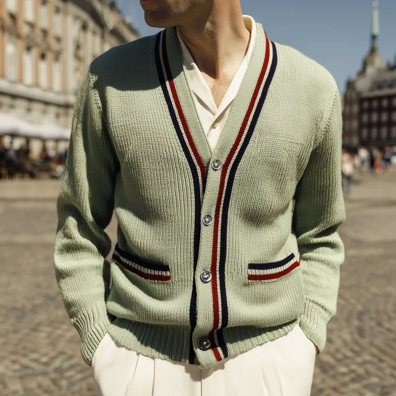 Men's Retro Classic V-Neck Button Knit Cardigan MTA0928I5U sold by Manly product image thumbnail 2