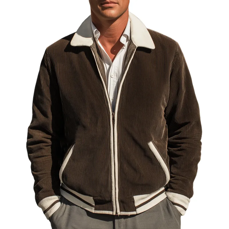 Men's Vintage Corduroy Colorblock Zip-Up Jacket MTA0945I1U sold by Manly