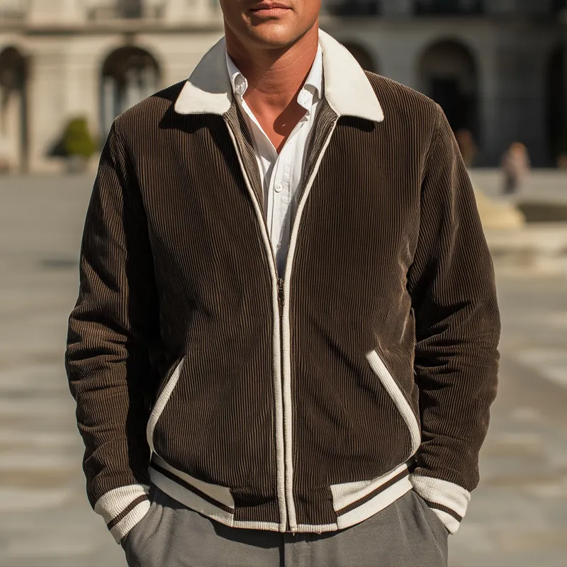 Men's Vintage Corduroy Colorblock Zip-Up Jacket MTA0945I1U sold by Manly product image thumbnail 2