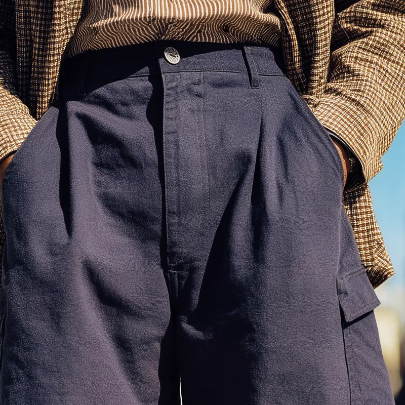 Men's Retro Loose Navy Blue Work Pants MTA0948I8U sold by Manly product image thumbnail 3