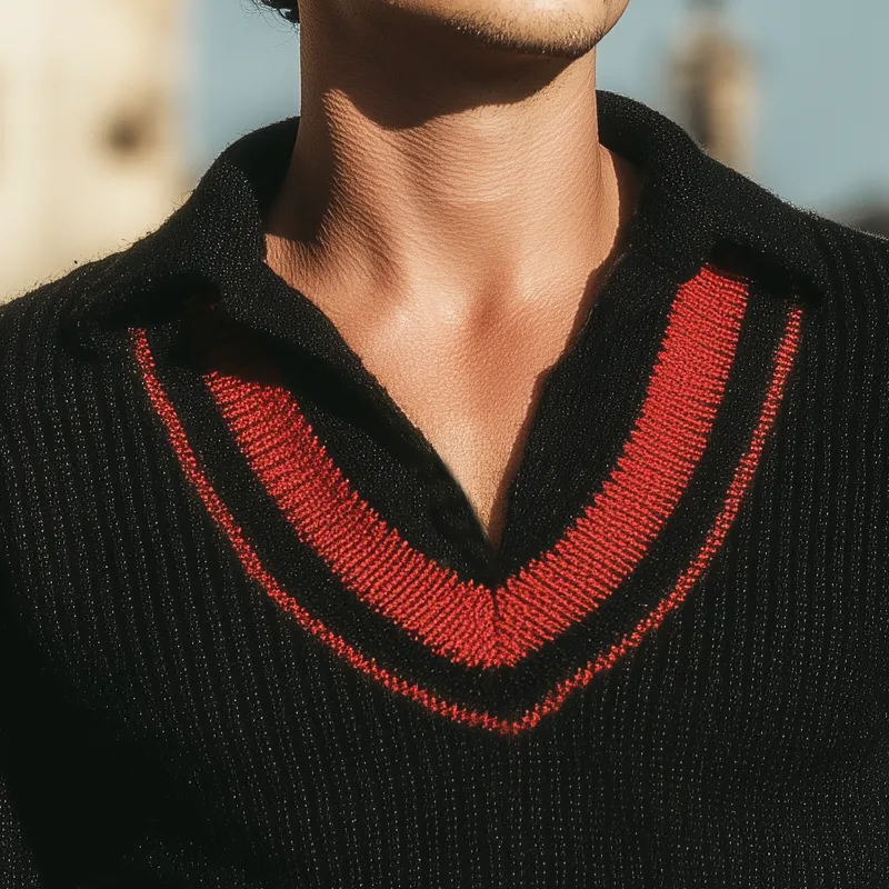 Men's Retro Colorblock Knitted Pullover Sweater MTA0986I0U sold by Manly product image thumbnail 4