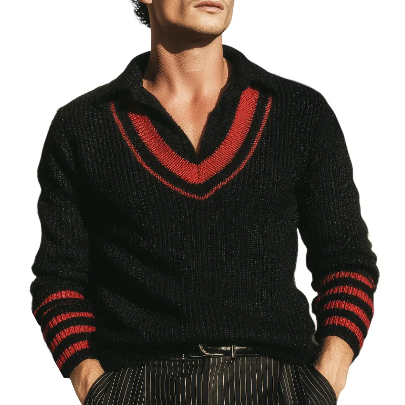 Men's Retro Colorblock Knitted Pullover Sweater MTA0986I0U sold by Manly