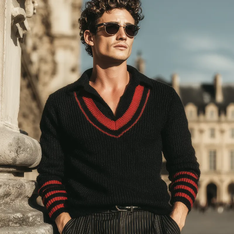 Men's Retro Colorblock Knitted Pullover Sweater MTA0986I0U sold by Manly product image thumbnail 3