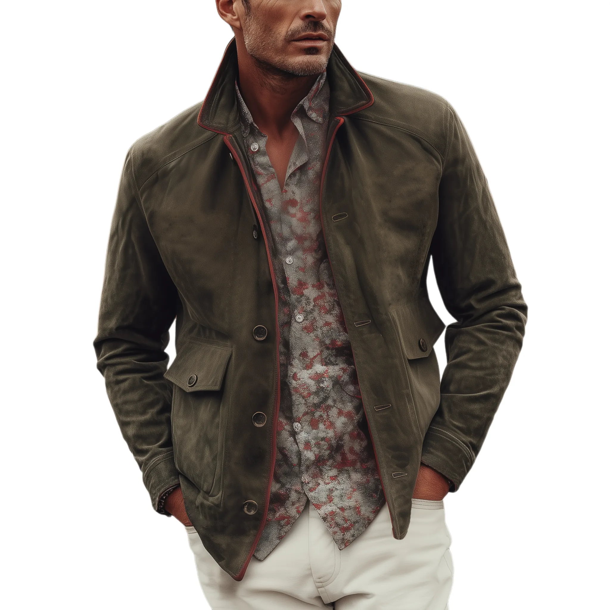 Men's Classic Casual Western Style Lapel Suede Jacket MTA0885I7K sold by Manly