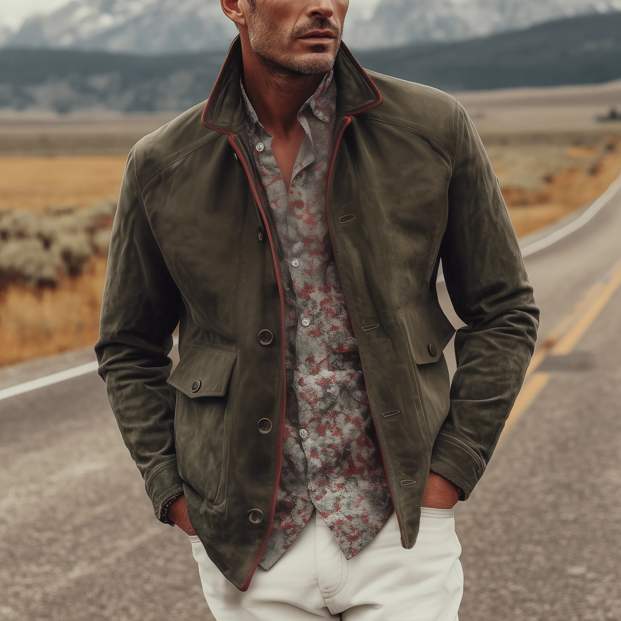 Men's Classic Casual Western Style Lapel Suede Jacket MTA0885I7K sold by Manly product image thumbnail 2