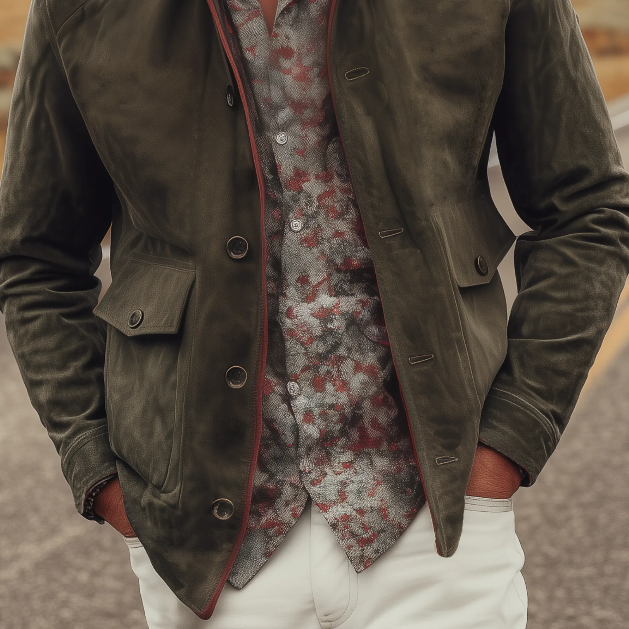 Men's Classic Casual Western Style Lapel Suede Jacket MTA0885I7K sold by Manly product image thumbnail 5