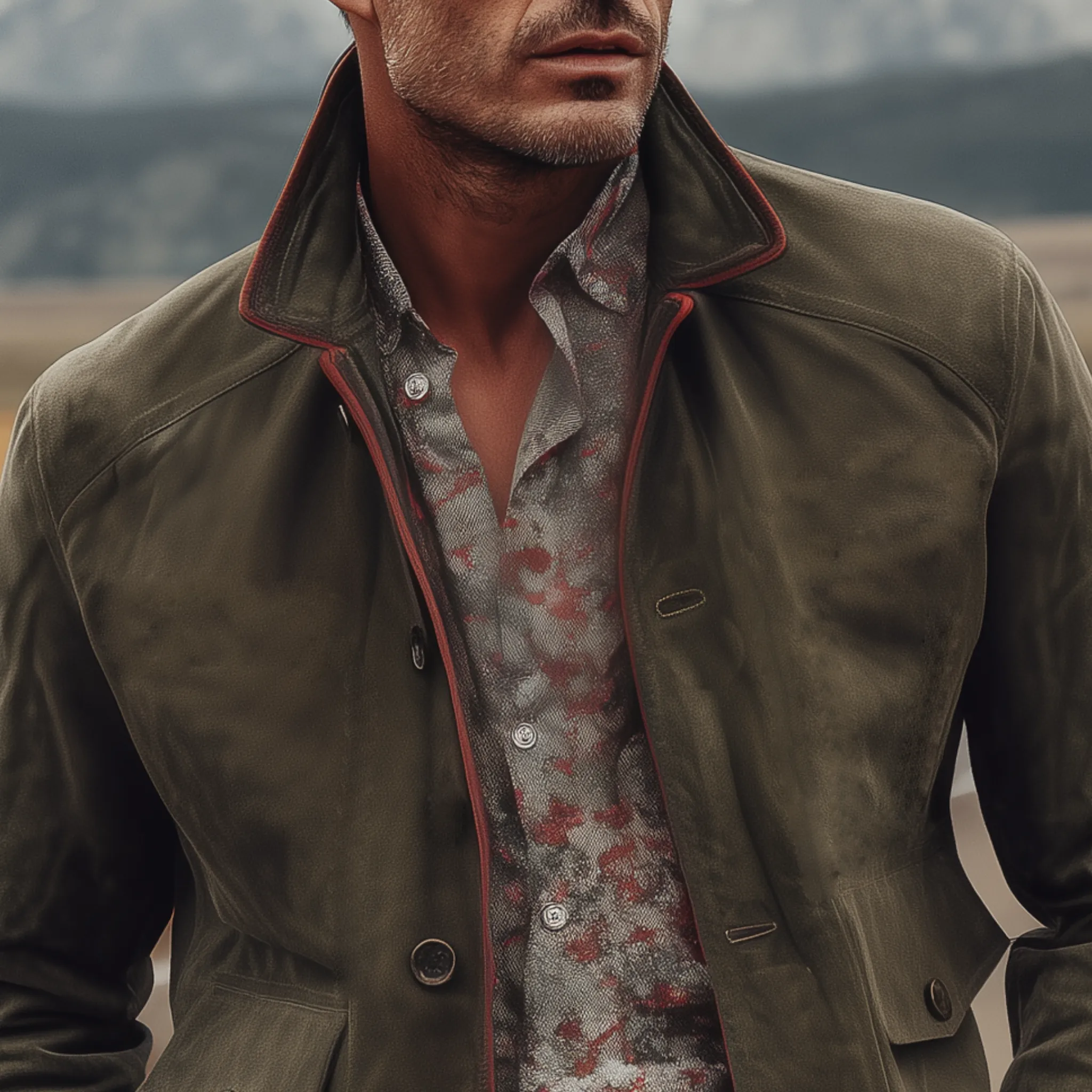 Men's Classic Casual Western Style Lapel Suede Jacket MTA0885I7K sold by Manly product image thumbnail 4