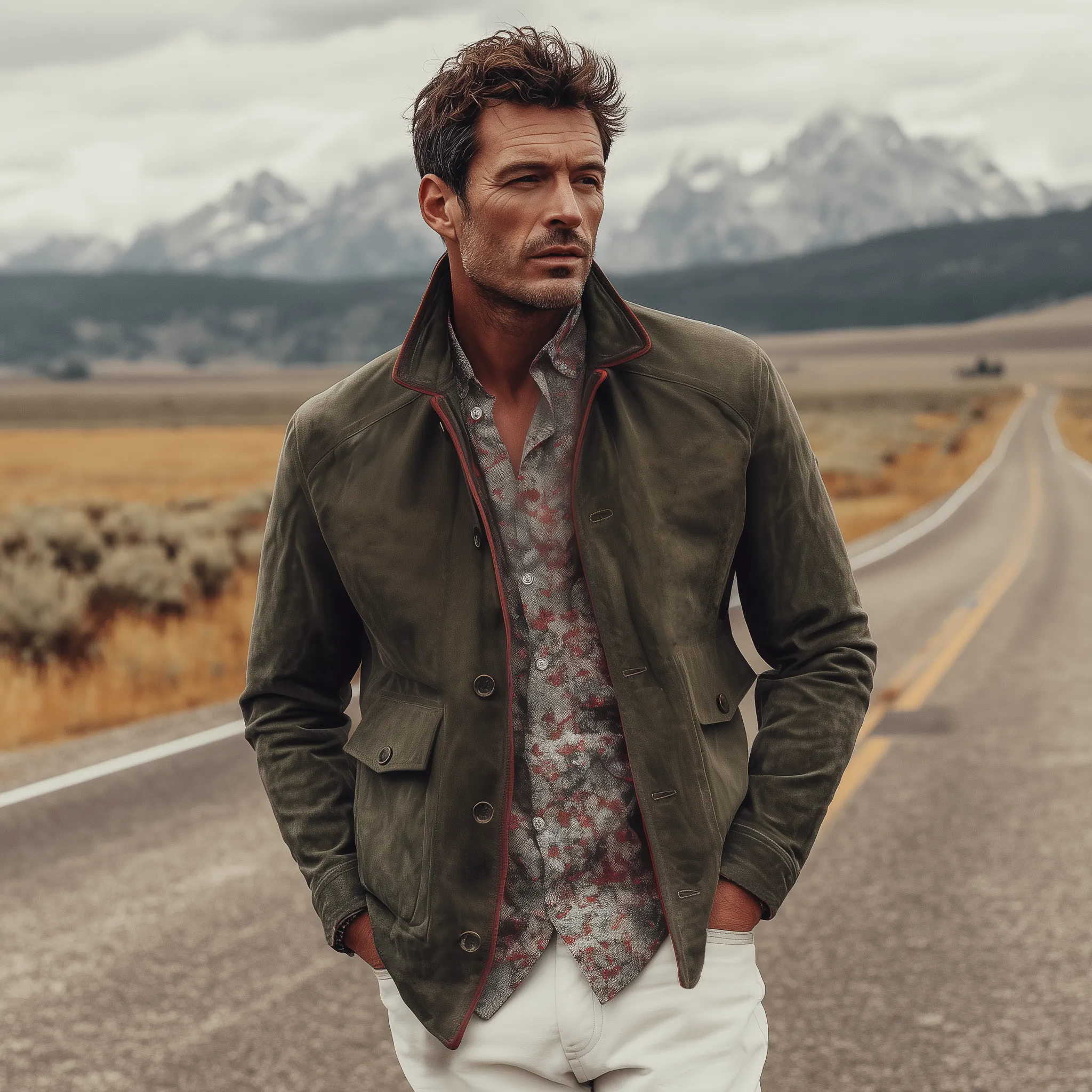 Men's Classic Casual Western Style Lapel Suede Jacket MTA0885I7K sold by Manly product image thumbnail 3