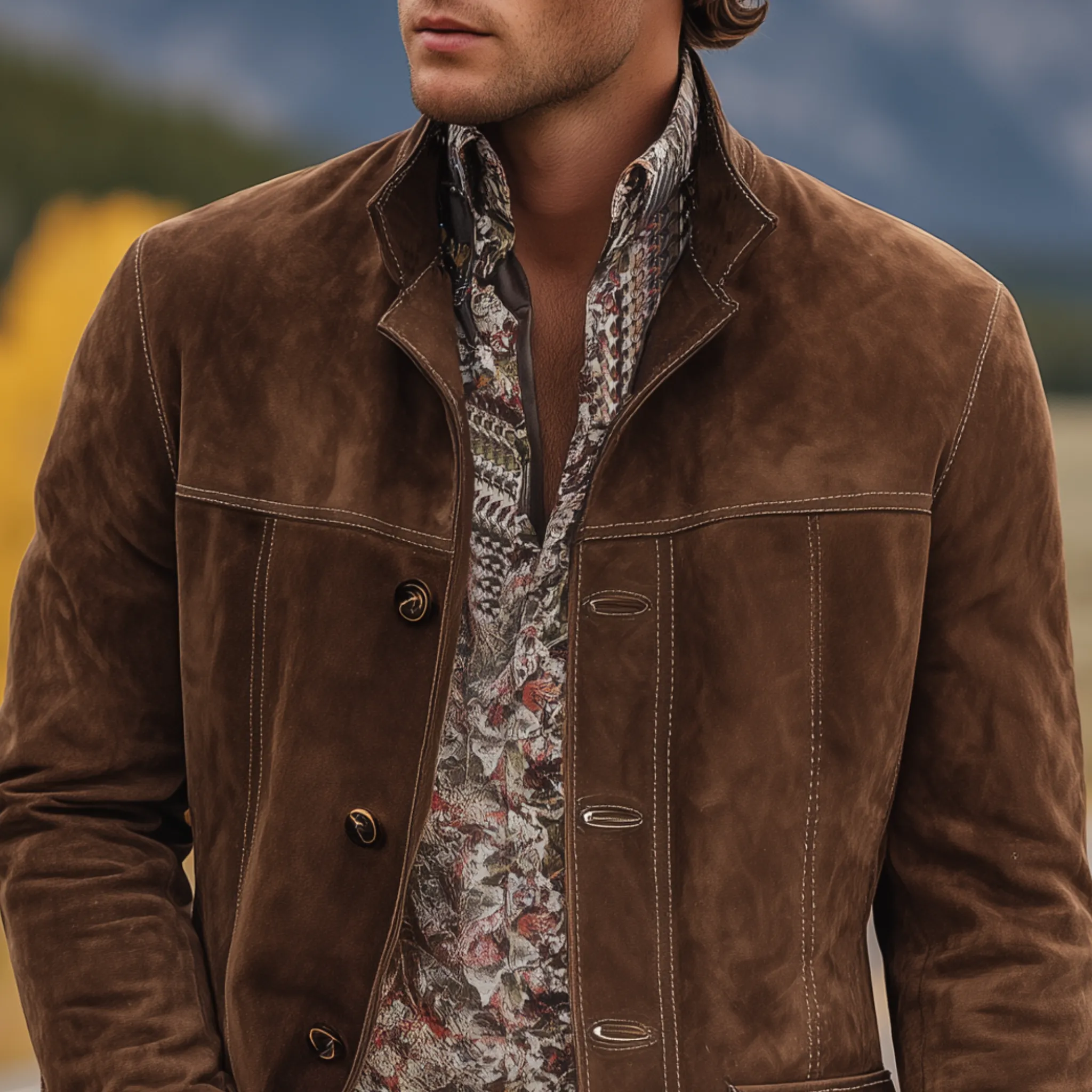 Men's Classic Western Casual Tough Lapel Suede Jacket MTA0816I4K sold by Manly product image thumbnail 4