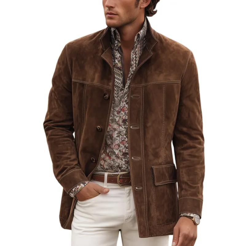 Men's Classic Western Casual Tough Lapel Suede Jacket MTA0816I4K sold by Manly