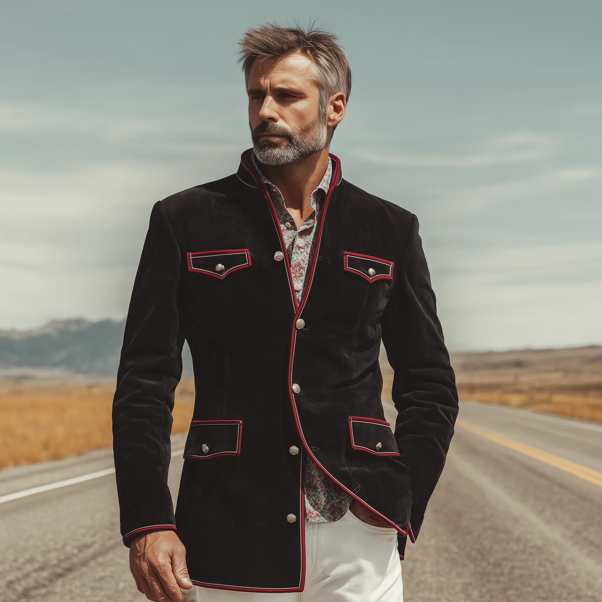 Men's Classic Casual Western Style Stand Collar Twill cotton Jacket MTA0839I8K sold by Manly product image thumbnail 3