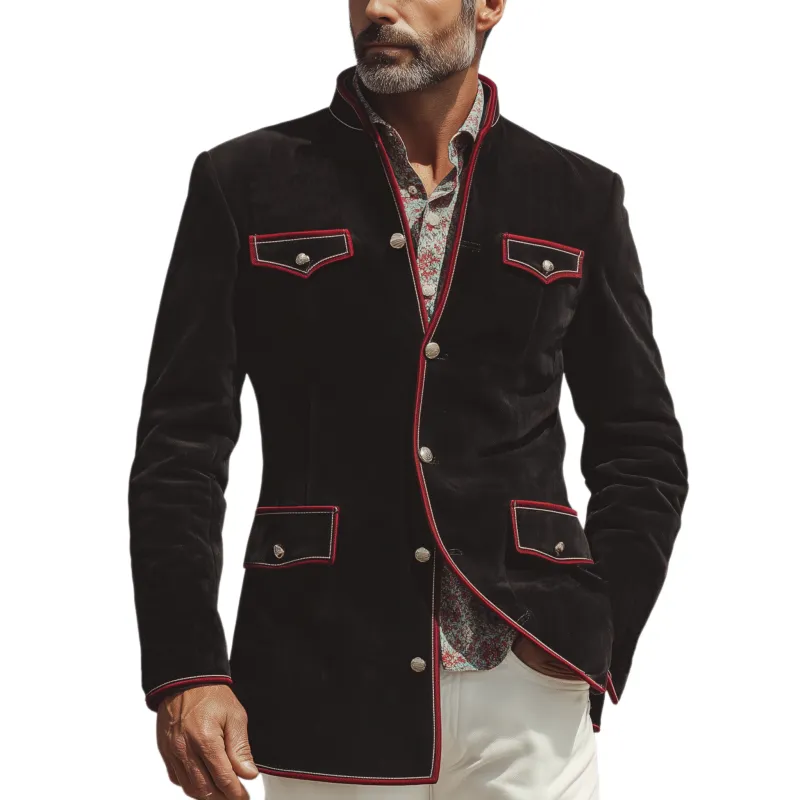Men's Classic Casual Western Style Stand Collar Twill cotton Jacket MTA0839I8K sold by Manly