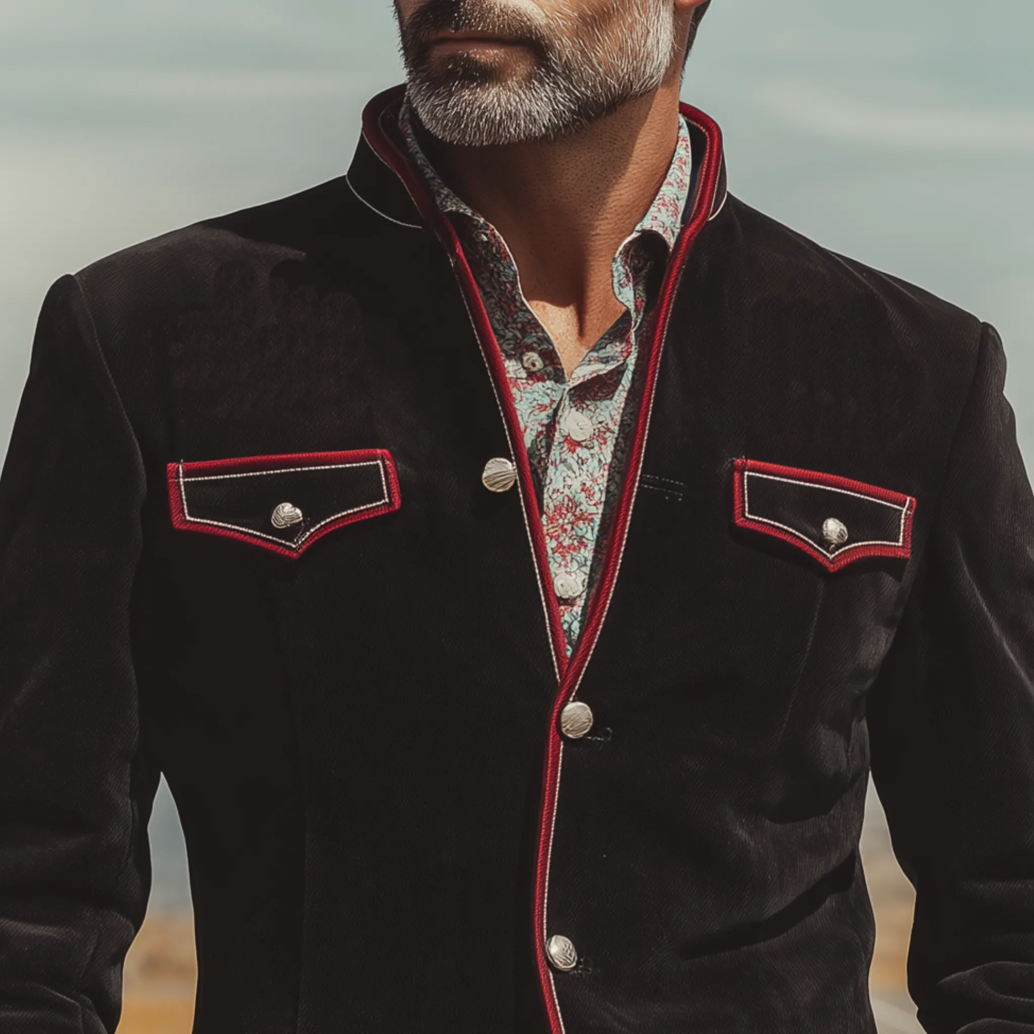 Men's Classic Casual Western Style Stand Collar Twill cotton Jacket MTA0839I8K sold by Manly product image thumbnail 4