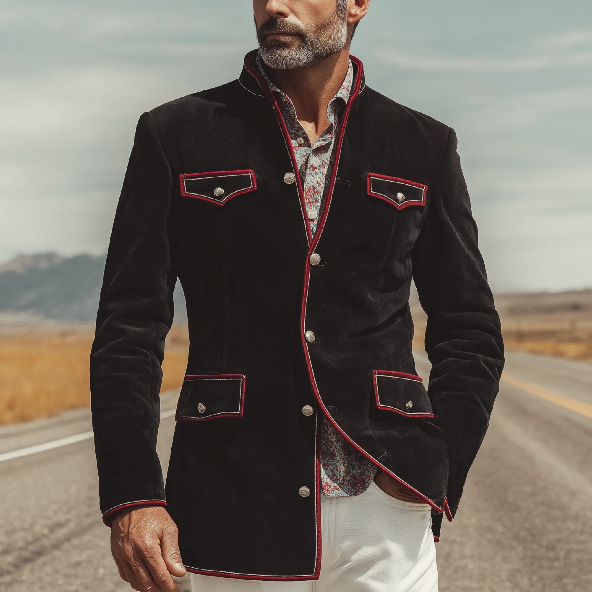 Men's Classic Casual Western Style Stand Collar Twill cotton Jacket MTA0839I8K sold by Manly product image thumbnail 2