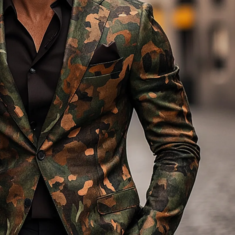 Men's Retro Camouflage Print Casual Blazer MTA0845I0X sold by Manly product image thumbnail 3