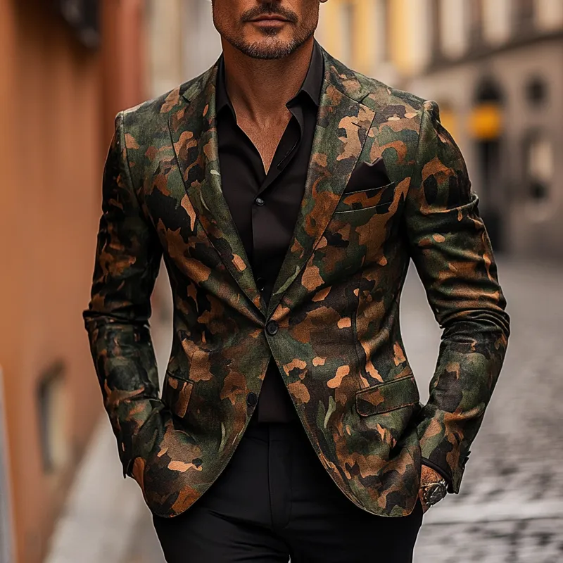 Men's Retro Camouflage Print Casual Blazer MTA0845I0X sold by Manly product image thumbnail 2