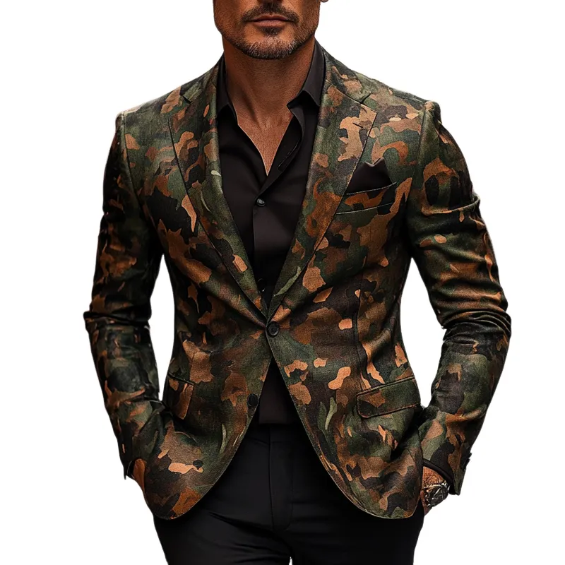 Men's Retro Camouflage Print Casual Blazer MTA0845I0X sold by Manly