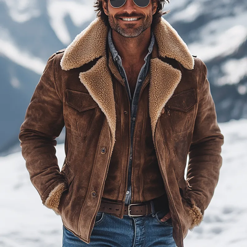 Men's Vintage Fleece And Faux Suede Lapel Jacket MTA0892I1X sold by Manly product image thumbnail 2