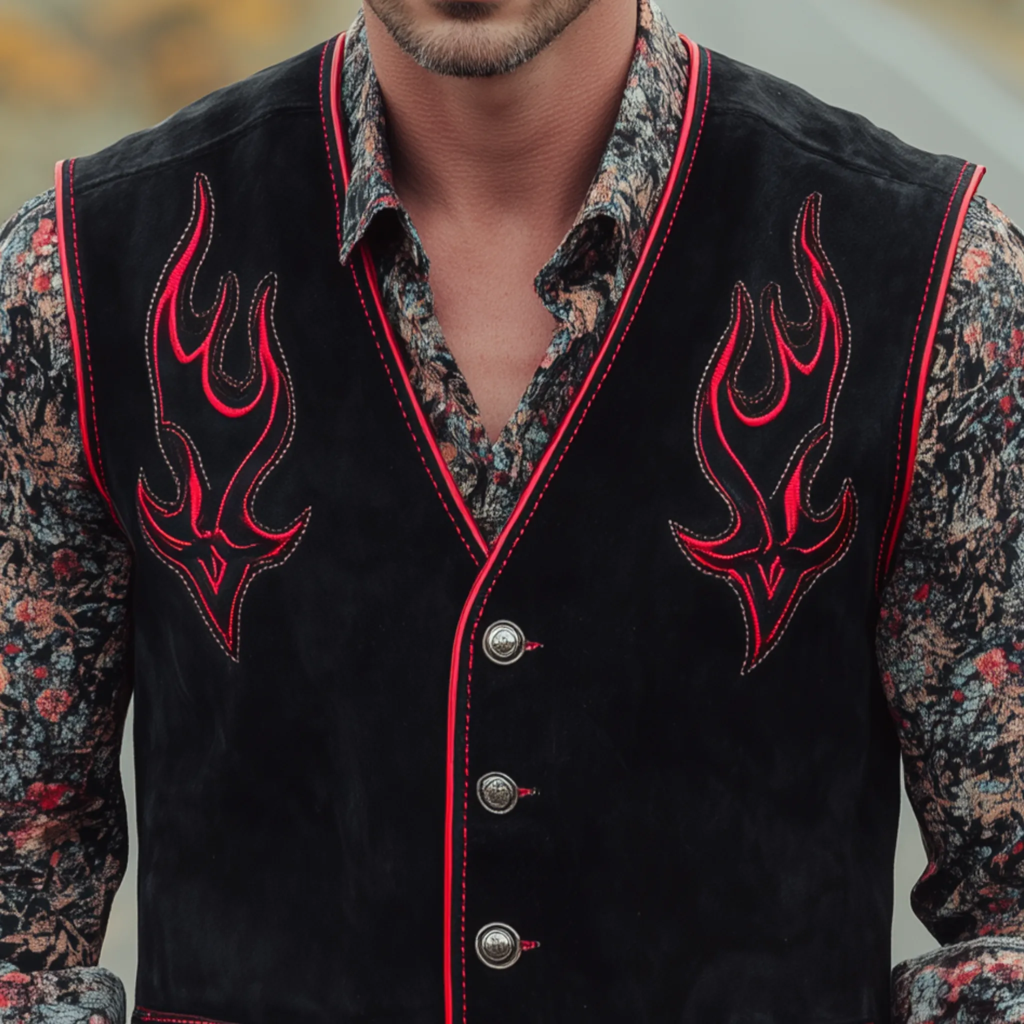 Men's Classic Western Embroidered Suede Vest MTA0878I1K sold by Manly product image thumbnail 4
