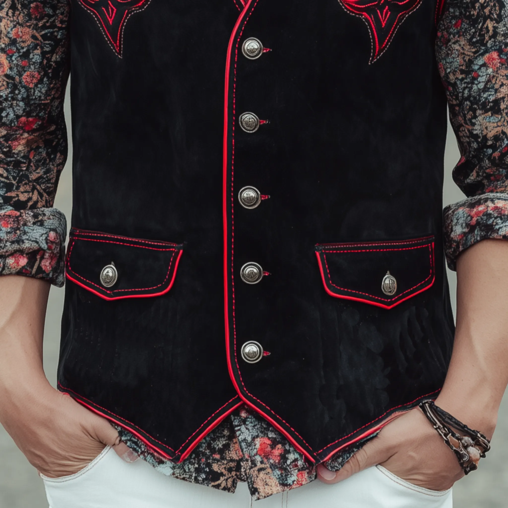 Men's Classic Western Embroidered Suede Vest MTA0878I1K sold by Manly product image thumbnail 5