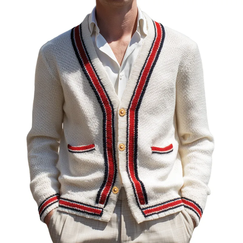 Men's Classic V-Neck Colorblock Button Knit Cardigan MTA0864I0U sold by Manly
