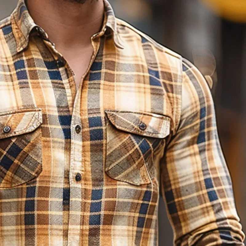 Men's Classic Casual Plaid Long Sleeve Shirt MTA0810I1U sold by Manly product image thumbnail 3