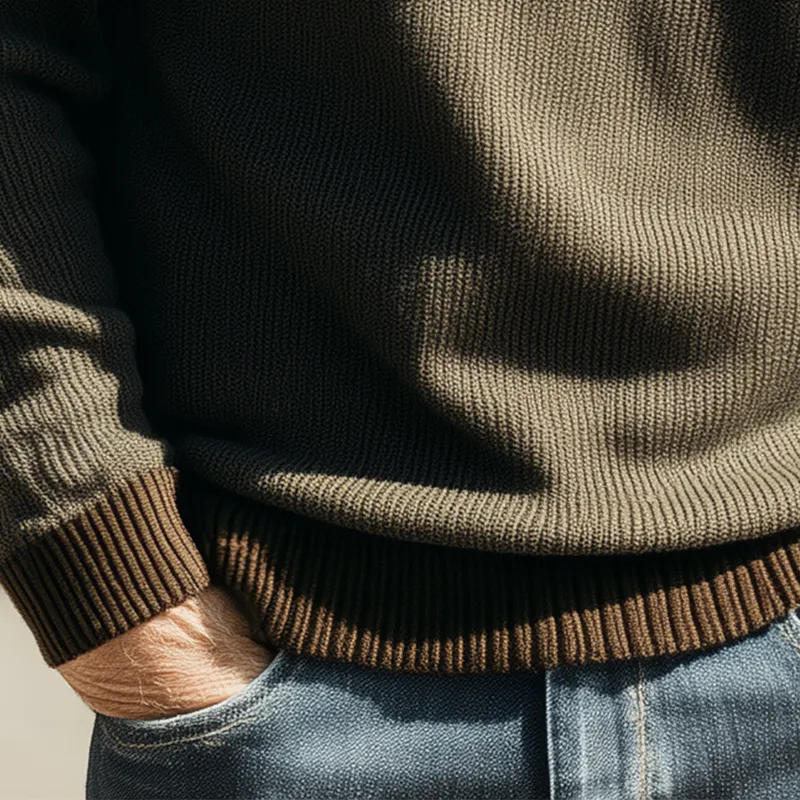 Men's Autumn And Winter Simple Knitted Henley Collar Warm Sweater MTA0880I3P sold by Manly product image thumbnail 4