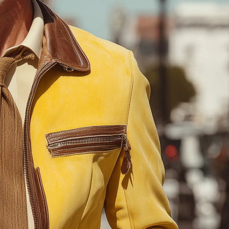 Men's Autumn And Winter Retro Faux Suede PU Leather Patchwork Jacket MTA0864I5P sold by Manly product image thumbnail 4