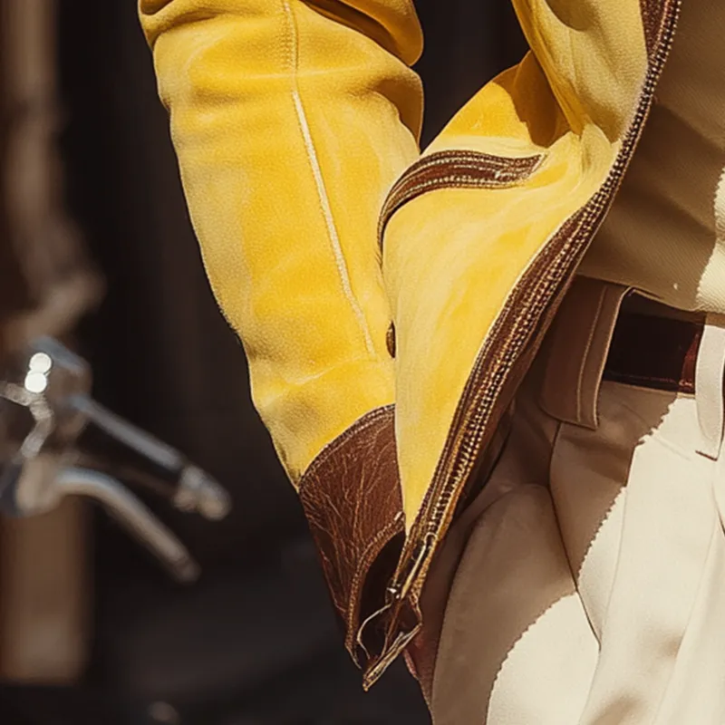 Men's Autumn And Winter Retro Faux Suede PU Leather Patchwork Jacket MTA0864I5P sold by Manly product image thumbnail 5