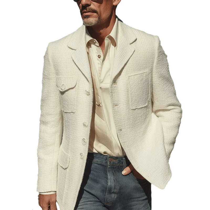 Men's Autumn And Winter Fashion Simple Textured Tweed Suit Jacket MTA0831I5P sold by Manly