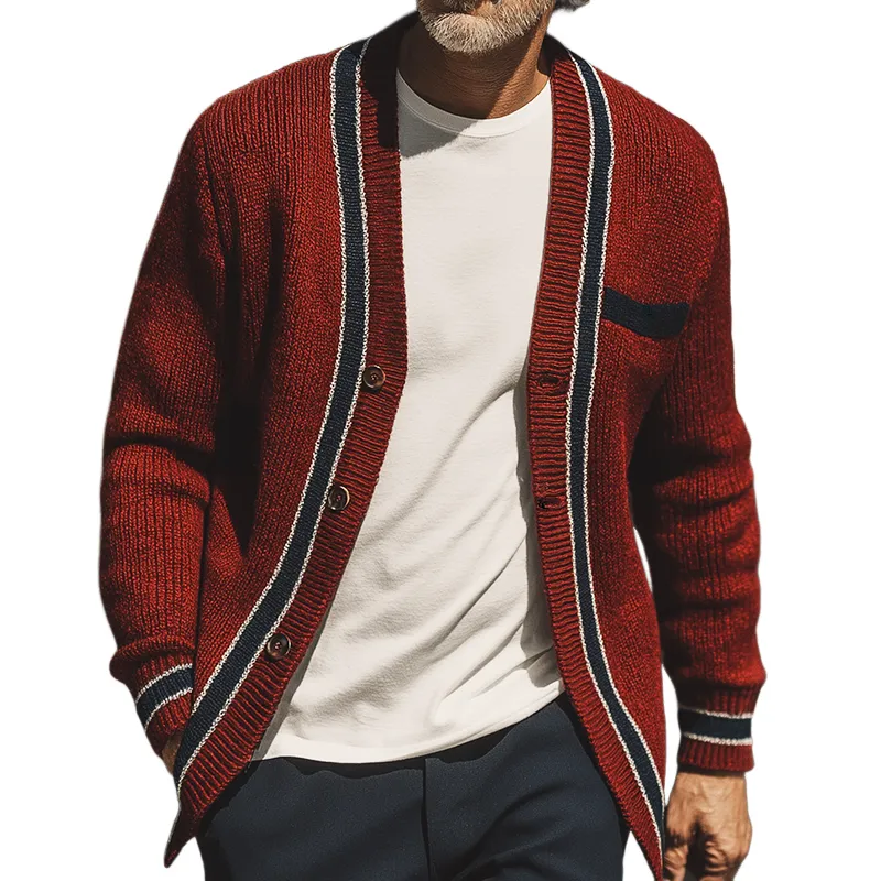 Men's Retro Casual Striped Knit Button Cardigan MTA0526I3TO sold by Manly