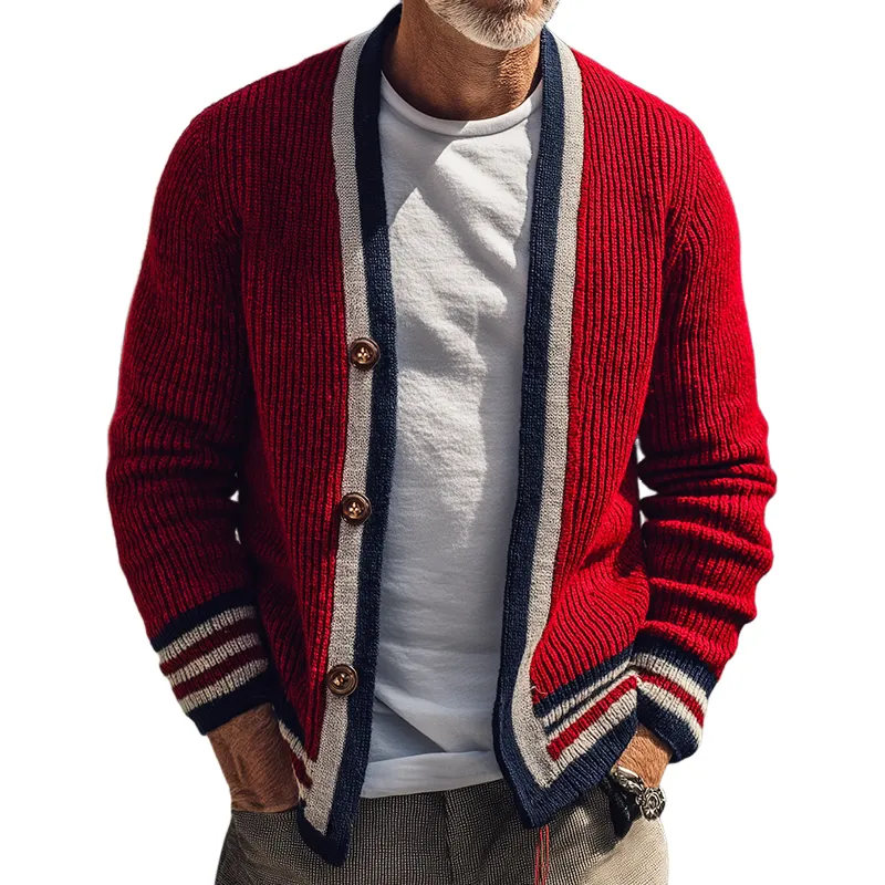 Men's Retro Casual Striped Knit Button Cardigan MTA0527I5TO sold by Manly