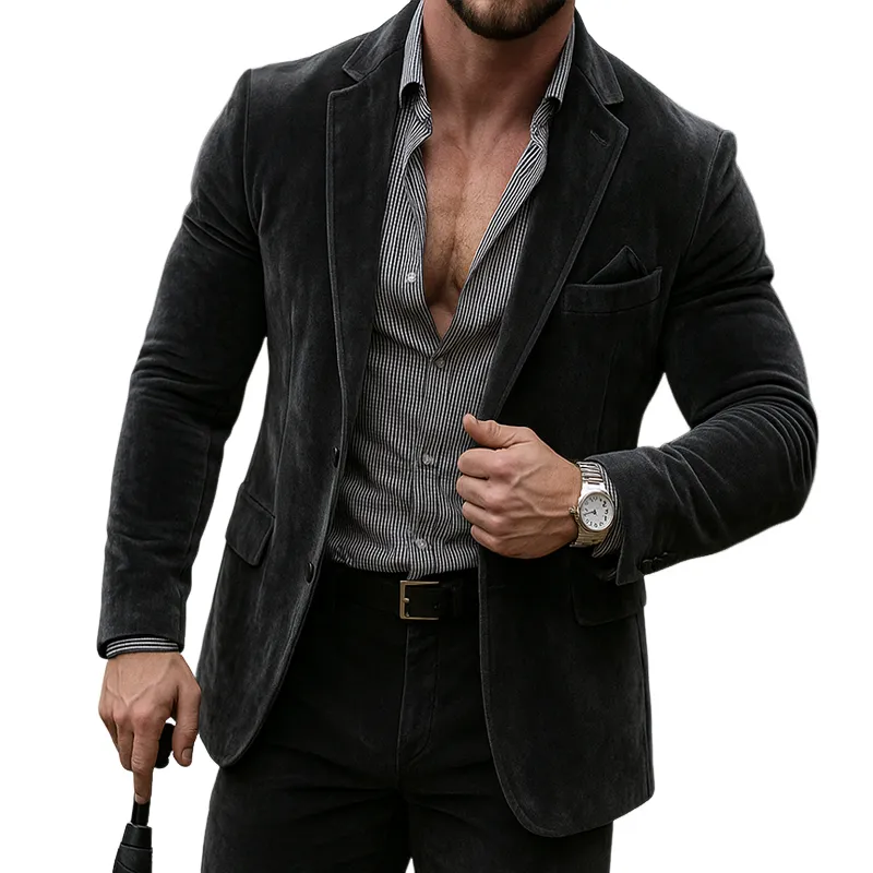 Men's Retro Casual Street Style Business Velvet Blazer MTA0588I9TO sold by Manly