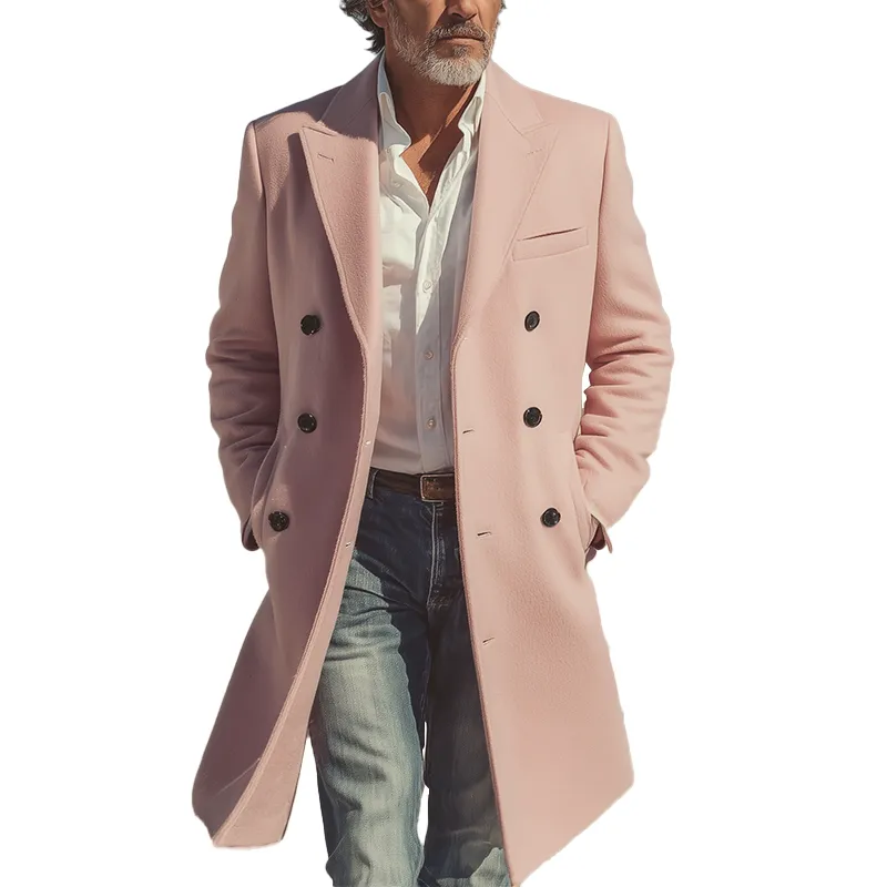 Men's Autumn And Winter Fashionable Simple Long Faux Wool Coat MTA1110I9P sold by Manly