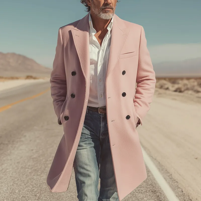 Men's Autumn And Winter Fashionable Simple Long Faux Wool Coat MTA1110I9P sold by Manly product image thumbnail 2