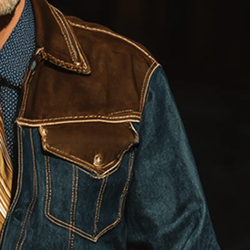 Men's Vintage Denim Faux Suede Long Sleeve Loose Jacket MTA0844I3P sold by Manly product image thumbnail 4