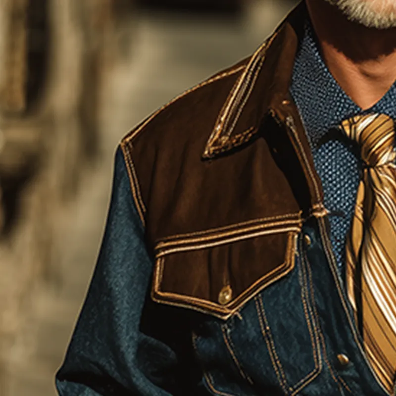 Men's Vintage Denim Faux Suede Long Sleeve Loose Jacket MTA0844I3P sold by Manly product image thumbnail 3