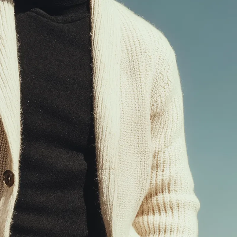 Men's Fashion Shawl Collar Knitted Solid Color Cardigan MTA1154I6P sold by Manly product image thumbnail 4