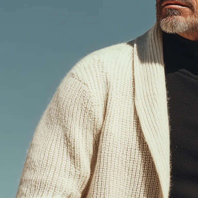 Men's Fashion Shawl Collar Knitted Solid Color Cardigan MTA1154I6P sold by Manly product image thumbnail 3