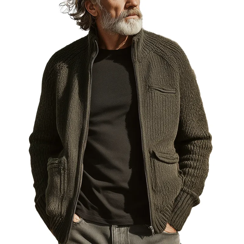 Men's Autumn And Winter Fashion Stand Collar Knitted Zipper Cardigan MTA1192I2P sold by Manly
