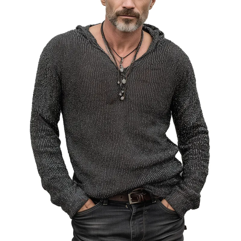 Men's Autumn Fashion Mixed Color Knitted Hooded Thin Sweater MTA1192I4P sold by Manly