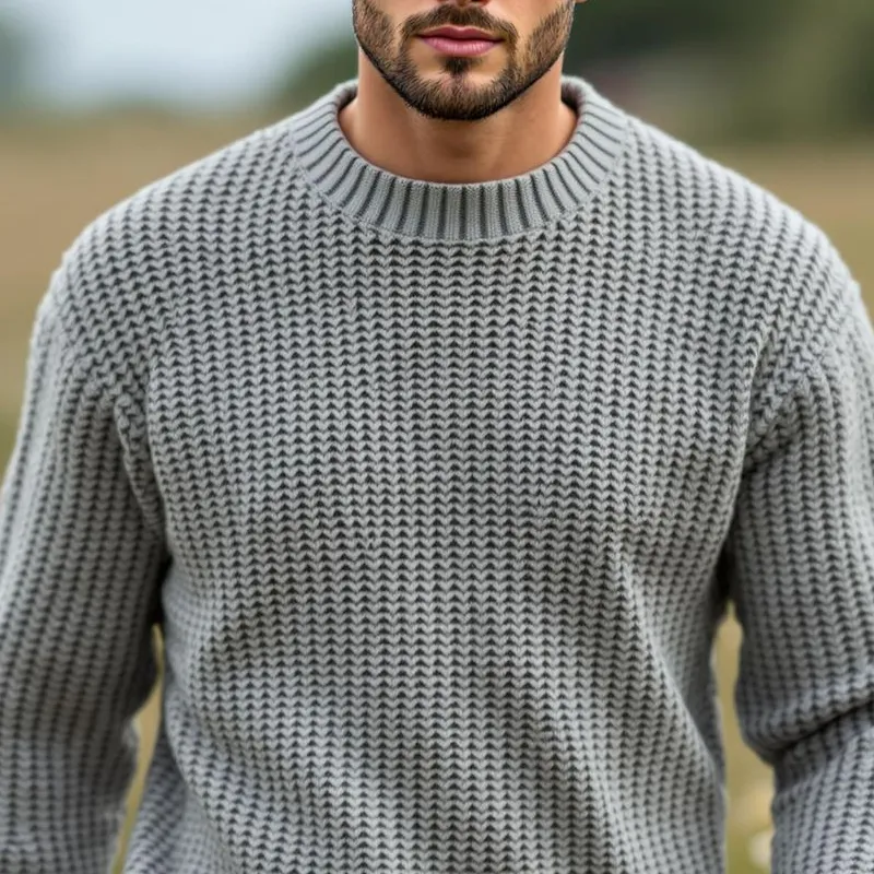 Men's Solid Color Round Neck Long Sleeve Sweater MTA1102I6Z sold by Manly product image thumbnail 3