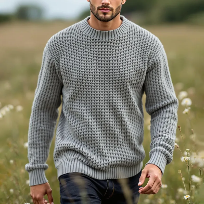 Men's Solid Color Round Neck Long Sleeve Sweater MTA1102I6Z sold by Manly product image thumbnail 2