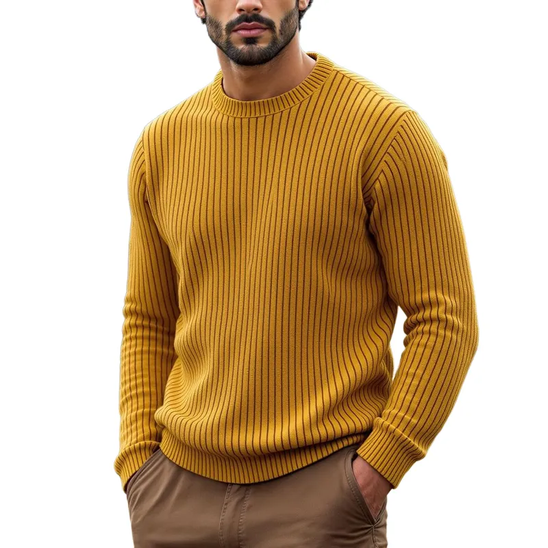 Men's Solid Color Round Neck Long Sleeve Sweater MTA1102I1Z sold by Manly